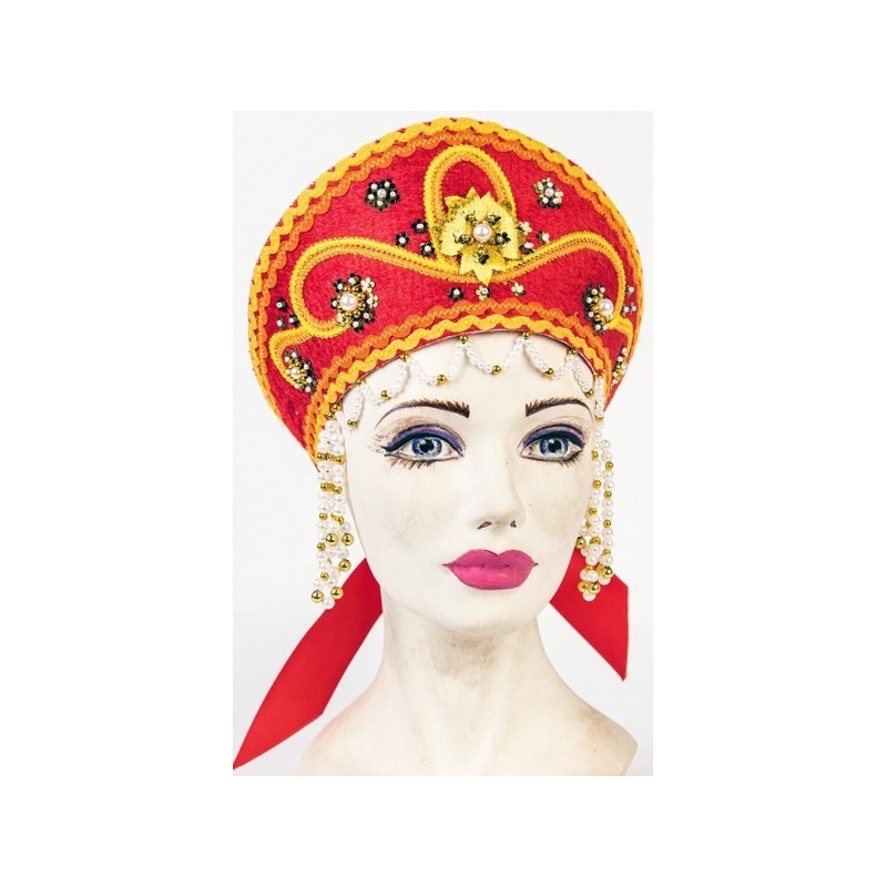 COSTUME TRADITIONNEL RUSSE . Coiffe russe Kokochnik "NADUCHKA" .