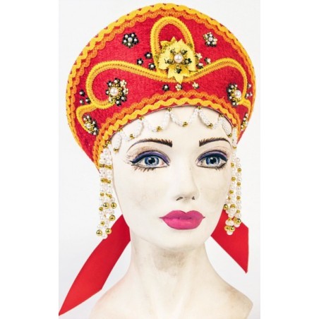 COSTUME TRADITIONNEL RUSSE . Coiffe russe Kokochnik "NADUCHKA" .