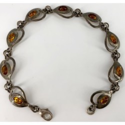 Bracelet en argent 925° et en ambre naturel pour dames.