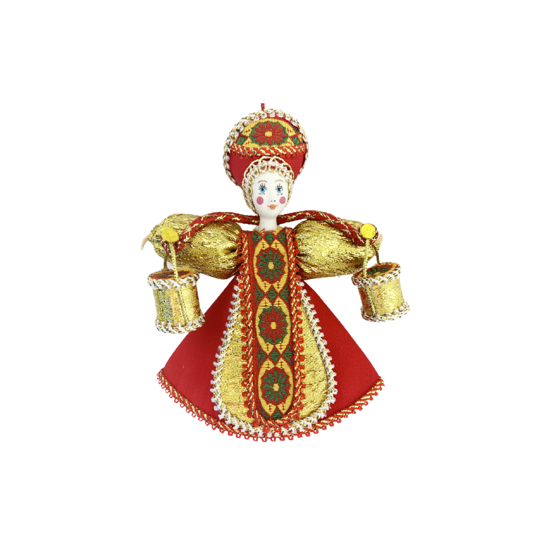 CADEAU DE NOËL . Décoration de sapin. Figurine russe à suspendre " Poupée en tenue folklorique russe ".