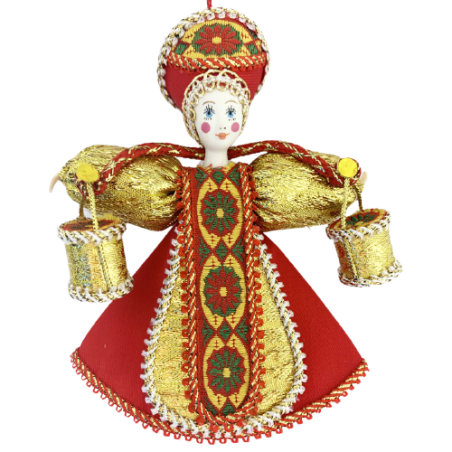 CADEAU DE NOËL . Décoration de sapin. Figurine russe à suspendre " Poupée en tenue folklorique russe ".