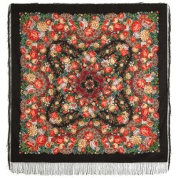 Châle traditionnel russe" Collier de fleurs" .
