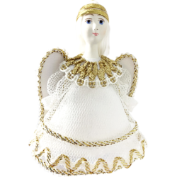 CADEAU DE NOËL . Décoration de sapin. Figurine russe à suspendre " Ange blanc " .