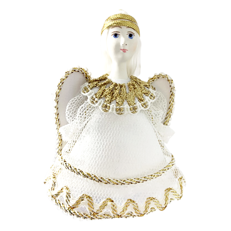 CADEAU DE NOËL . Décoration de sapin. Figurine russe à suspendre " Ange blanc " .