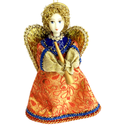 DÉCORATION DE NOËL . Figurine russe à suspendre "Ange avec flûte".