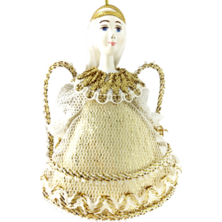 CADEAU DE NOËL .Décoration de sapin. Figurine russe à suspendre " Ange doré "