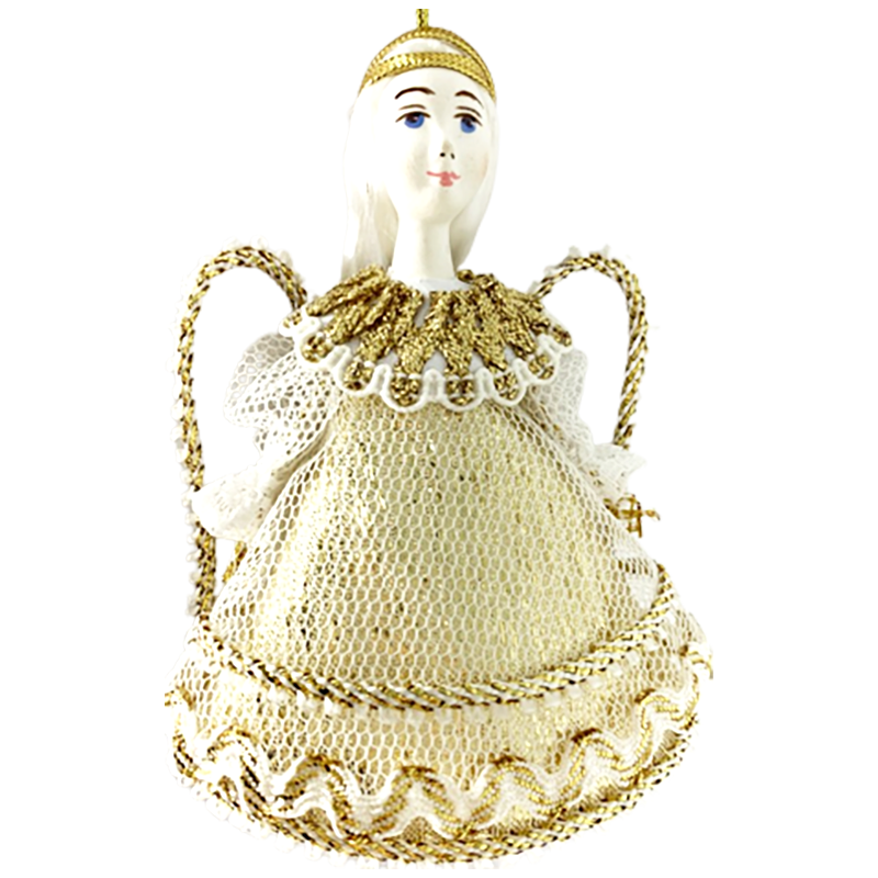 CADEAU DE NOËL .Décoration de sapin. Figurine russe à suspendre " Ange doré "