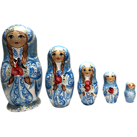Poupées russes de collection "Fille des neiges"-  5 pièces