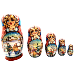 Poupée russe de collection  " Jeu d'hiver ".