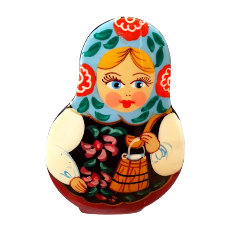 Broche en bois " Poupée russe-Matriochka".