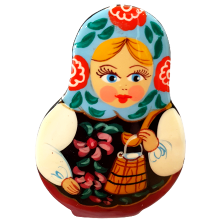 Broche en bois " Poupée russe-Matriochka".