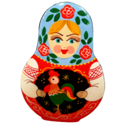 Broche en bois " Poupée russe-Matriochka".