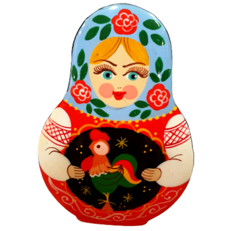 Broche en bois " Poupée russe-Matriochka".