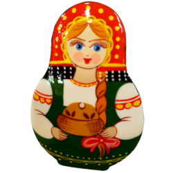 Broche en bois " Poupée russe-Matriochka".