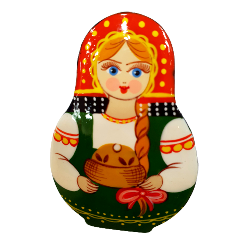 Broche en bois " Poupée russe-Matriochka".