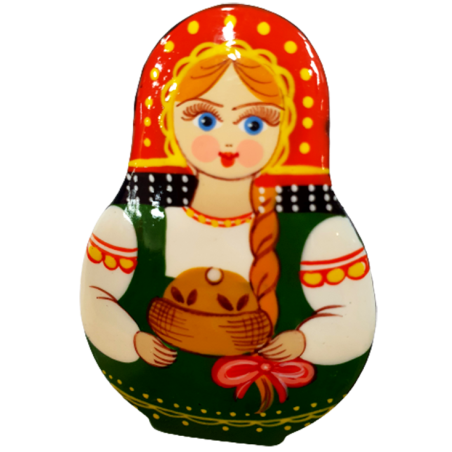 Broche en bois " Poupée russe-Matriochka".