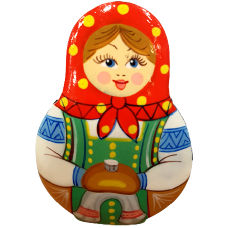 Broche en bois " Poupée russe-Matriochka".