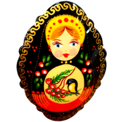 Broche en bois " Poupée russe-Matriochka".