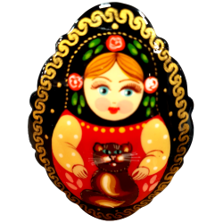 Broche en bois " Poupée russe-Matriochka".