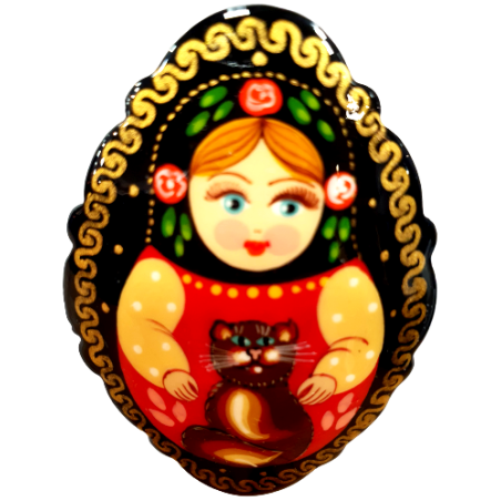 Broche en bois " Poupée russe-Matriochka".