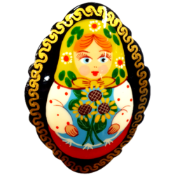 Broche en bois " Poupée russe-Matriochka".