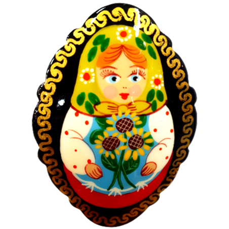 Broche en bois " Poupée russe-Matriochka".