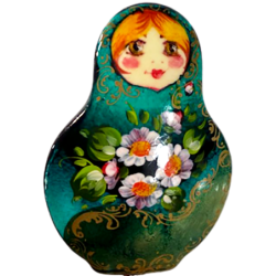 Broche en bois " Poupée russe-Matriochka".