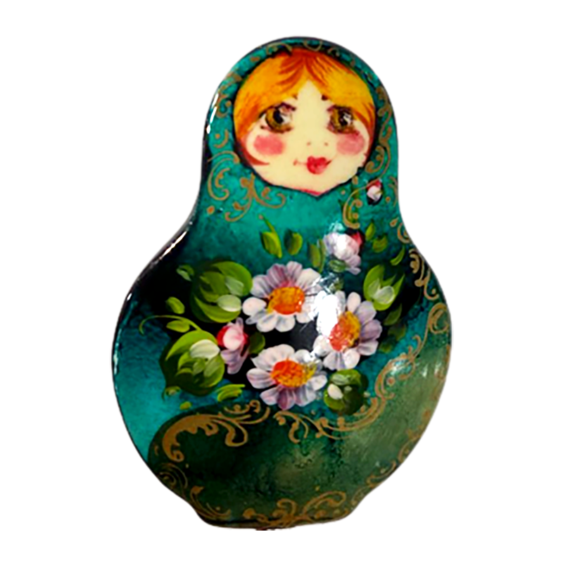 Broche en bois " Poupée russe-Matriochka".