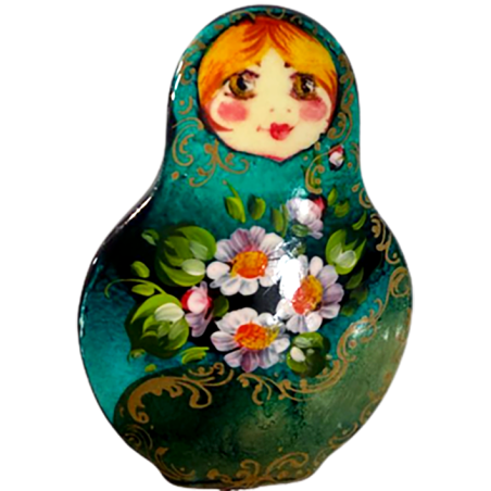 Broche en bois " Poupée russe-Matriochka".