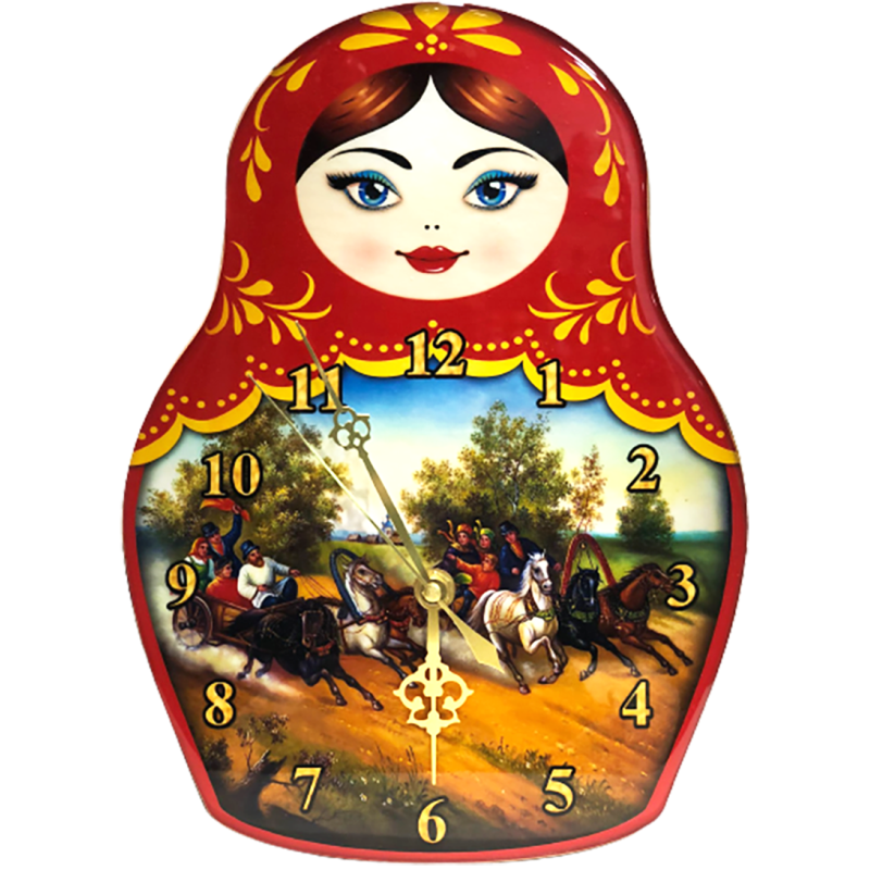 Pendule russe décorative ‘en bois.