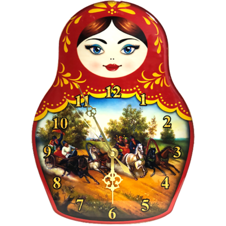 Pendule russe décorative ‘en bois.