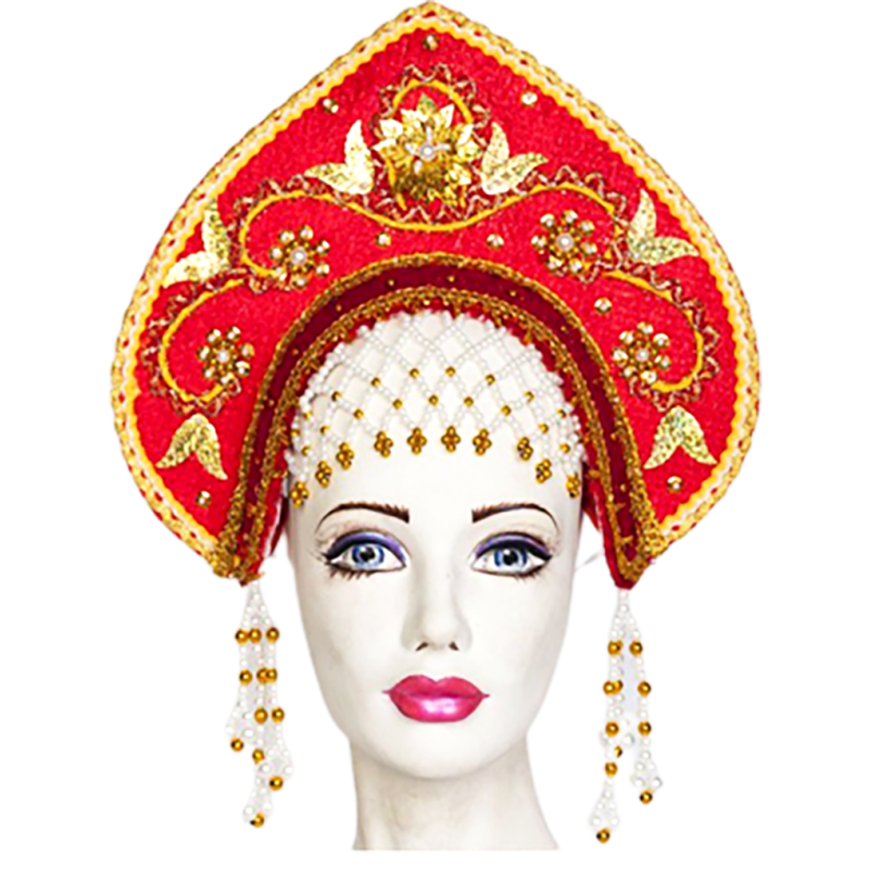 COSTUME TRADITIONNEL RUSSE . Coiffe - kokochnik "VALUCHA".