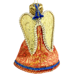 DÉCORATION DE NOËL . Figurine russe à suspendre "Ange avec flûte".