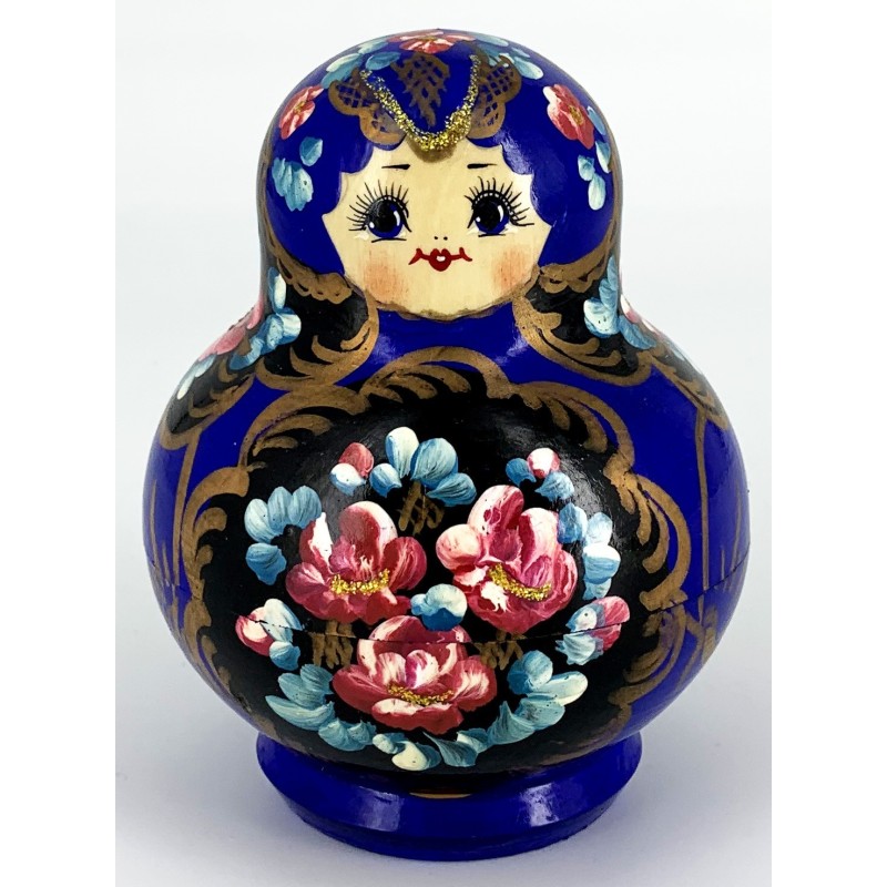 Poupées Russes Matriochka 10 Pièces - Peintes à La Main Par Stogova - Blanc Et Bleu