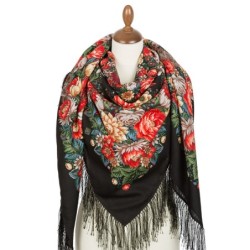 Châle traditionnel russe" Collier de fleurs" .