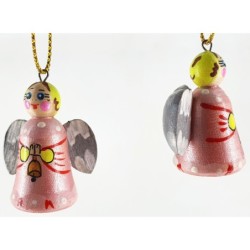 DÉCORATION DE NOËL . Figurine russe à suspendre " Ange rose " .