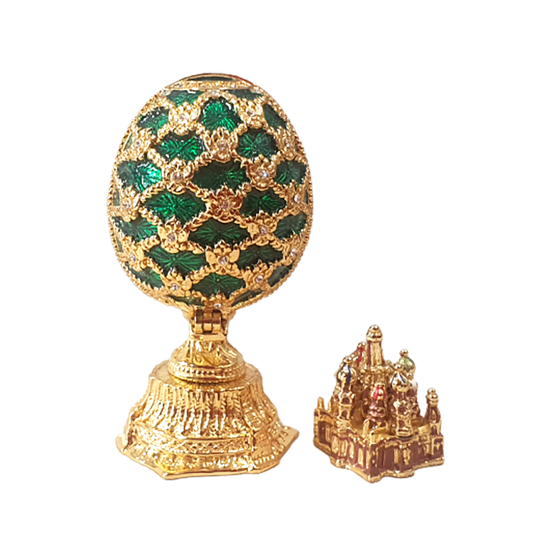 Œuf De Fabergé Sculpté Avec Fleurs Et Papillon - 7 Cm Couleur Argent - Alliage Métal, émail, Cristaux