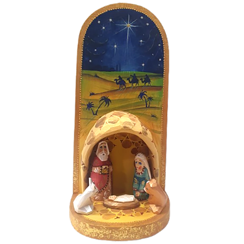 Crèche de Noël sculptée.