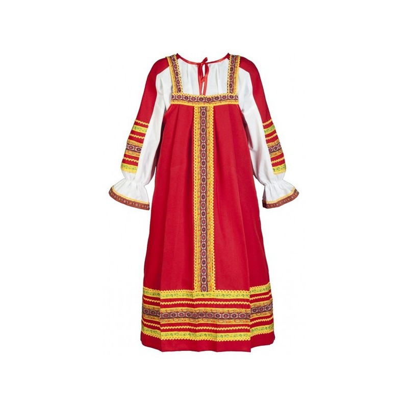 Costume ( sarafan et tunique) "Dachenka" pour 9-10 ans.Couleur rouge.