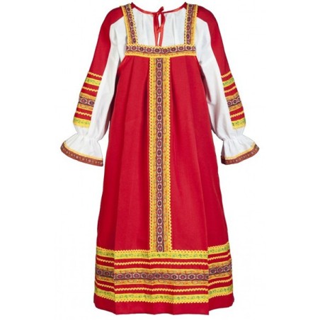 Costume ( sarafan et tunique) "Dachenka" pour 9-10 ans.Couleur rouge.