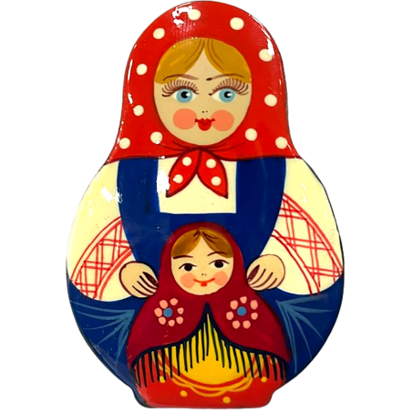 Broche en bois " Poupée russe-Matriochka".