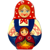 Broche en bois " Poupée russe-Matriochka".