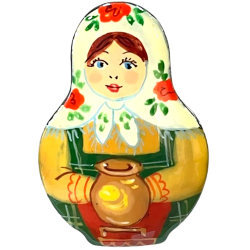 Broche en bois " Poupée russe-Matriochka".