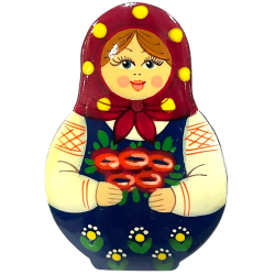 Broche en bois " Poupée russe-Matriochka".