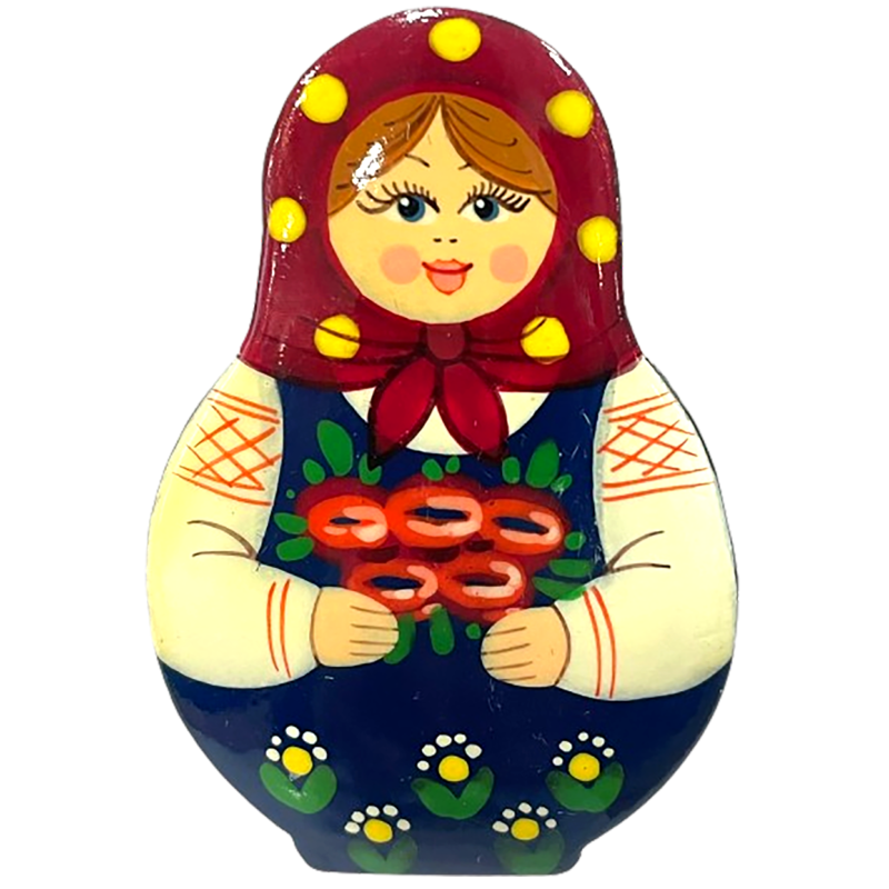 Broche en bois " Poupée russe-Matriochka".