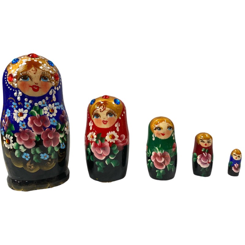 Poupées russes  " Fleurs " à  5 pièces.