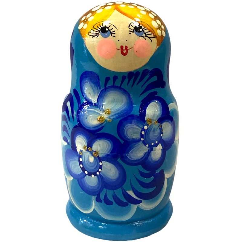 Poupées Gigognes Russes – Bleu – Peintes à La Main Par Kolesova – Pièce Unique
