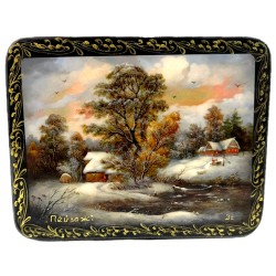 Boite laquée  "Paysage d'hiver".
