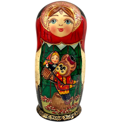 Matriochka-Poupées russes "Macha et ours  " - 5 pièces