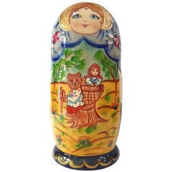 Matriochka-Poupées russes "Macha et ours  " - 5 pièces